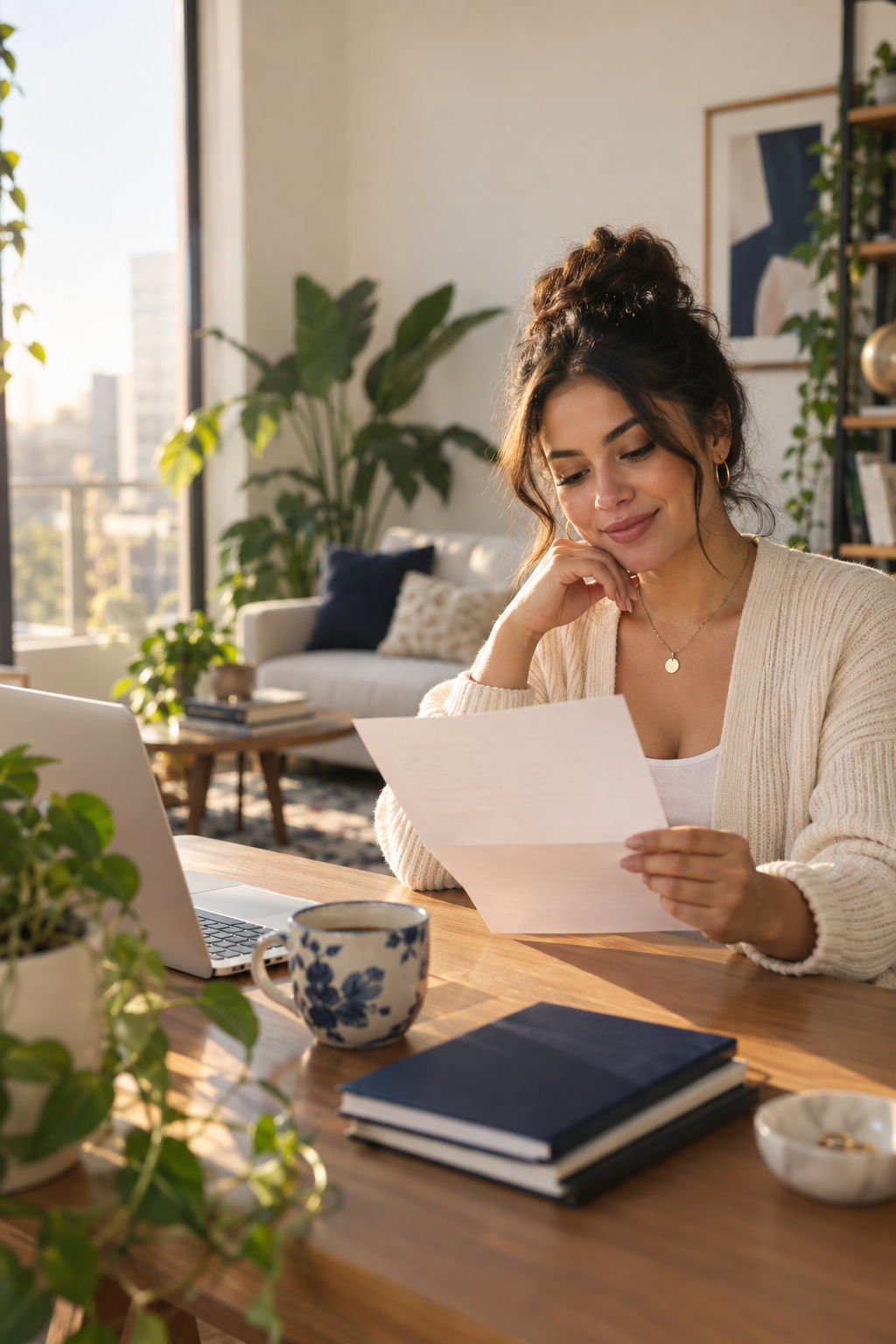 Professional reviewing a financial document